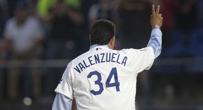 A look at the No. 34 patch the Dodgers will wear to honor Fernando Valenzuela in the World Series and 2025 season