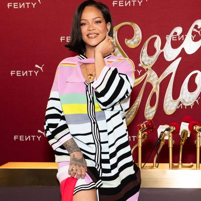 Rihanna Redefines Soccer Mom Style in a Rainbow-Bright Polo Dress and New Puma It-Sneakers