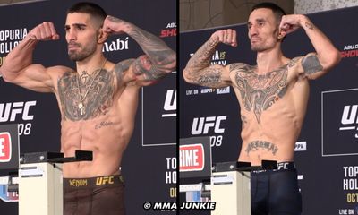 UFC 308 weigh-ins: Ilia Topuria vs. Max Holloway title fight official after both hit marks