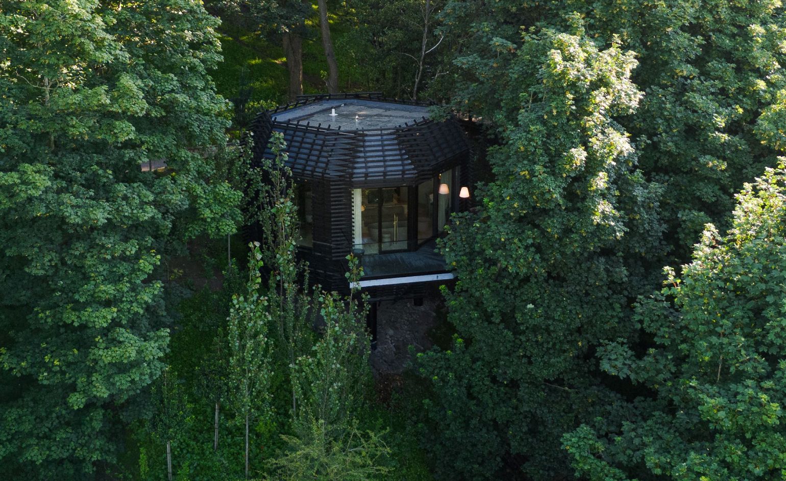 This Irish hotel’s cabins in the woods are straight…