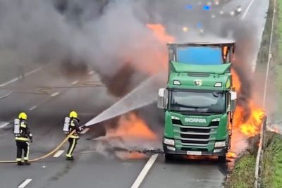 Massive lorry fire on M5 motorway sparks major delays