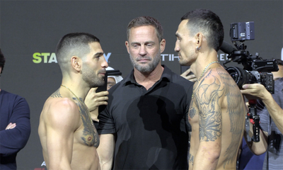 UFC 308 video: Max Holloway nods through Ilia Topuria’s chatter in final title fight faceoff