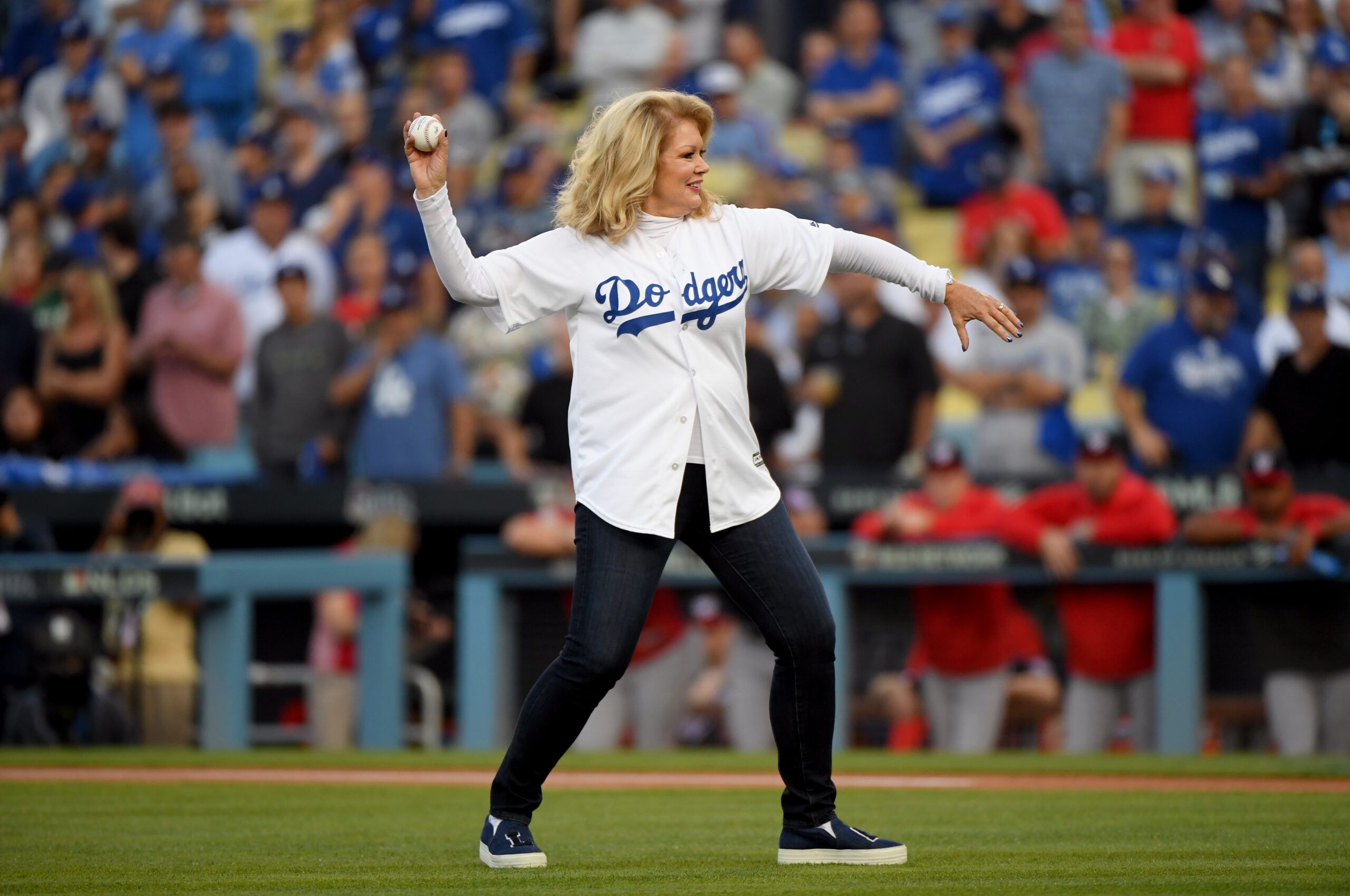 Mary Hart was back behind home plate for…