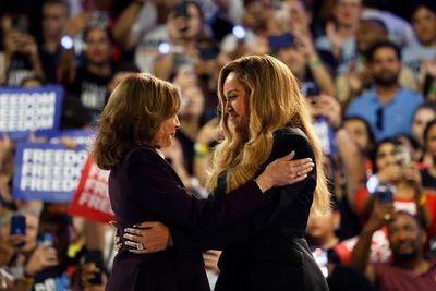 Donald Trump late for rally due to recording Joe Rogan podcast while Beyonce backs Kamala Harris