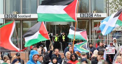 Pro-Palestine group protests outside BBC HQ condemning 'media complicity' in Gaza