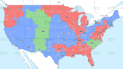 TV broadcast coverage map for Raiders vs. Chiefs Week 8