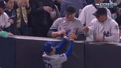 Yankees Fan Ejected After Trying to Pry Fly Ball Out of Mookie Betts's Glove