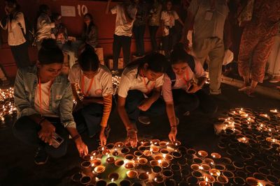 India marks Diwali by lighting a record number of earthen lamps in Ayodhya