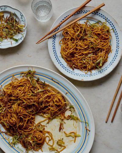 Amy Poon’s recipes for Chinese home favourites: spring onion and ginger noodles, and braised pumpkin with pork