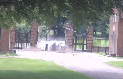 Dramatic CCTV of drunk driver smashing car into gates of PM’s Chequers estate