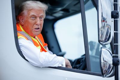 Trump holds garbage truck presser