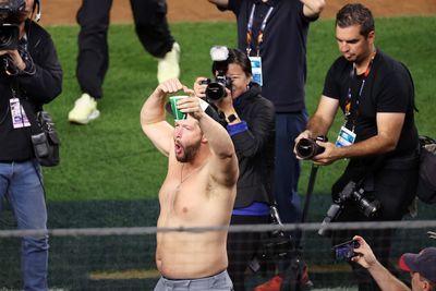 Shirtless Clayton Kershaw was so happy celebrating the Dodgers’ win