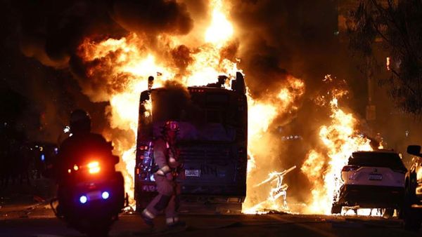 Los Angeles Metro Bus Set on Fire Following Dodgers' World Series Win