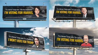 Republicans Against Trump group blasts swing states with billboards in final weekend before election