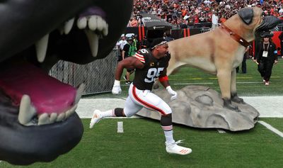 Myles Garrett turns lawn into dystopian QB graveyard for Halloween