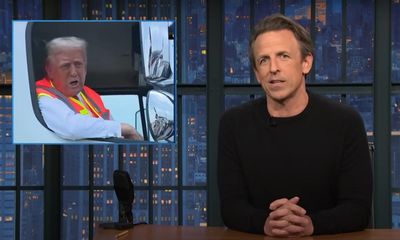 Seth Meyers on Trump’s garbage truck stunt: ‘I think you should stay there’