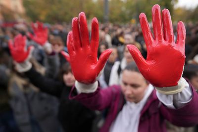 Protesters demand arrests over train station roof collapse that killed 14 people in Serbia