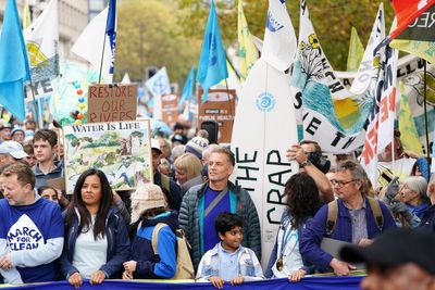 Chris Packham joins protesters in central London at clean water march