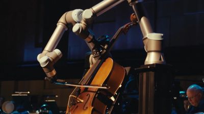 Robots can play the cello with an orchestra now, and that sound you can hear is the point whistling over the top of its creator's heads