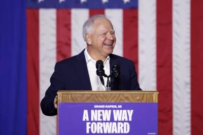 Tim Walz Speaks At Rally In Detroit, Michigan