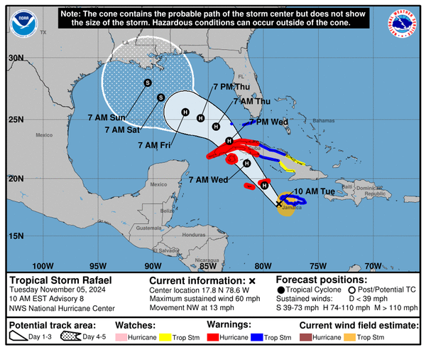 Rafael expected to strengthen into hurricane before making landfall in Cuba