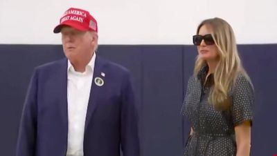 Melania wears sunglasses indoors as she joins Donald Trump to vote in 2024 election