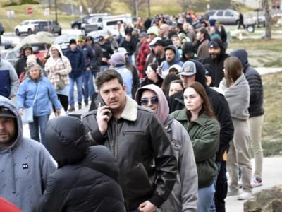 Hundreds Of College Students Wait In Line To Vote