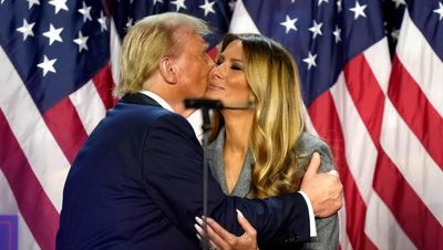 Trump embraces and thanks ‘bestselling author’ Melania as Republican declares election victory