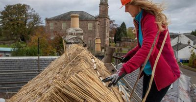 Specialist work begins to re-thatch roof of historic 17th-century Robert Burns club