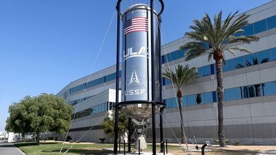 Go Centaur! Space Force stands up rocket stage at Los Angeles base