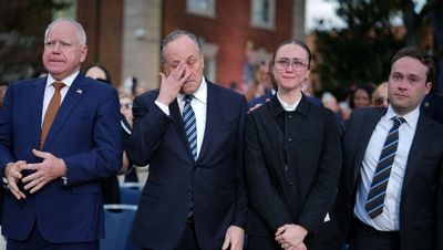 Harris and Walz families watch on tearfully as vice president concedes election loss to Trump