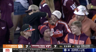 ESPN’s broadcast was floored by Virginia Tech fans passing around a giant turkey leg