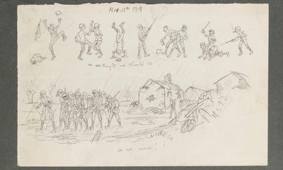 Dreaming of a pint and a ‘girl’ back home: first world war soldier’s poignant sketches of life in the trenches