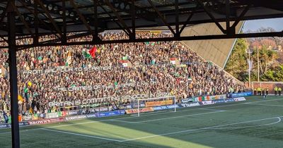 Celtic fans protest during minute’s silence at Rugby Park