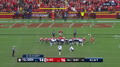 No, the Chiefs’ blocked field goal against the Broncos was not an illegal play