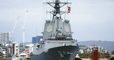 Warship powers through Newcastle harbour for weekend rest stop