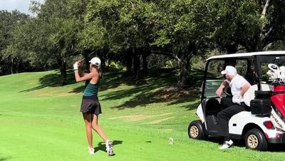 Donald Trump watches granddaughter Kai play golf as Elon Musk joins outing