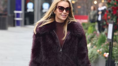 Amanda Holden is a vision in satin, faux fur and leather as she nails red wine dressing - and her classic Mulberry was the dreamiest addition