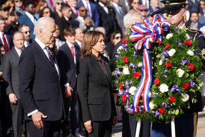 Harris and Biden seen together at Arlington cemetery in first joint appearance since Election Day loss