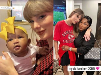 Taylor Swift looks right at home holding Chariah Gordon’s baby during Chiefs game