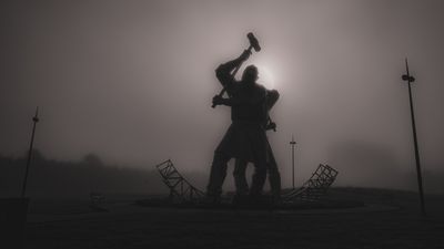 My backlit photo of this Port Glasgow sculpture is inspired by monochrome film stock