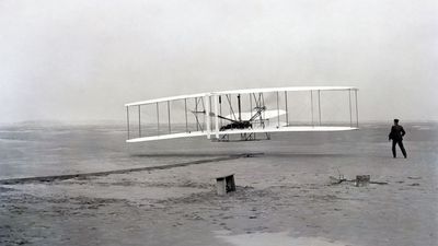 The Wright brothers and the first airplane flight