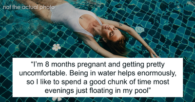 Husband Laughs After Neighbor Asks His Pregnant Wife To Cover Up While Swimming In Her Own Pool