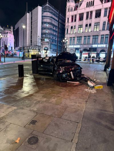 Piccadilly Circus crash: Driver arrested after car smashes into Angus Steakhouse and injures three