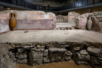 Painted Roman walls and world’s first rail station put on heritage at risk list