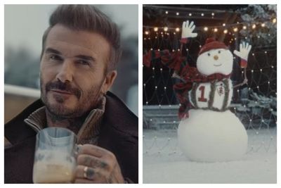 WATCH: David Beckham slips on his wellies to play football with a snowman in new Christmas ad