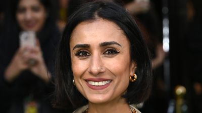 We're in awe of Anita Rani's checkerboard dress and towering heels - monochrome and red is the chicest combination