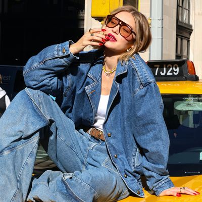 Gigi Hadid Matches Her Lipstick to Her Cherry Red Nails for Her Traffic-Stopping Maybelline Shoot