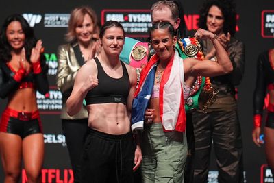 Katie Taylor and Amanda Serrano tip the scales at same weight ahead of bout