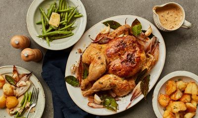 Spatchcock chicken with sausage stuffing and truffle butter – recipe